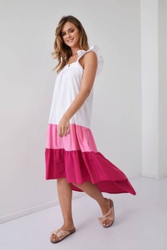 Różowo-amarantowa letnia sukienka maxi Fasardi