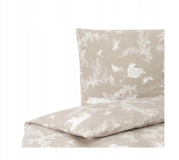 Pościel flanelowa Westwing Animal Toile 135 x 200 cm 2 cz. beżowa