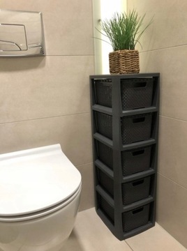 ПОЛКА ИЗ РОТАНГА С 5 ЯЩИКАМИ 24,1x29,6x80СМ, АНТРАЦИТОВЫЙ