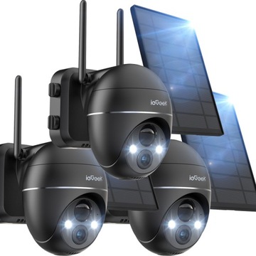 3szt Kamera Solarna Zewnętrzna Obrotowa na Baterie