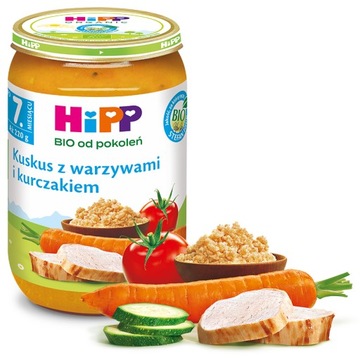 HiPP Kuskus z warzywami i kurczakiem BIO,220g
