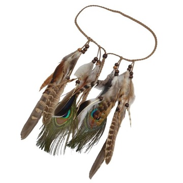 Peacock Boho Pałąk Nakrycie głowy z piór Boho Biały
