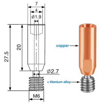 Рулевая труба - Heatbreak CR10, Ender 3 - биметалл - 27мм