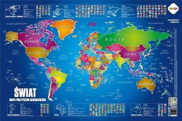 PLANSZA EDUKACYJNA MAPA ŚWIATA HAPPY COLOR