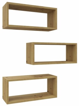 Półka wisząca ścienna regał na książki zestaw 3 sztuk dąb artisan
