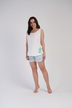 Piżama Damska Vienetta bawełna na ramiączka krótkie spodnie szorty 4XL 48