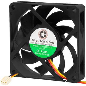 WENTYLATOR WIATRAK CHŁODZENIE ŚLIZGOWE 4200obr/min 70x70X15mm 3PIN 12V