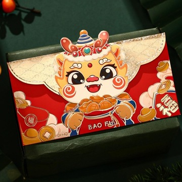 4 красных новогодних конверта, традиционные подарочные пакеты, лучший стиль B