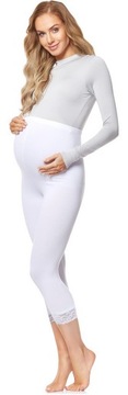 Be Mammy Legginsy ciążowe 3/4 wiskoza BE20-161 Biały XL