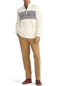 Izod Мужской кремовый кардиган со скандинавским узором из хлопка на молнии XXL