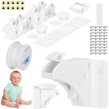 ЗАЩИТА ДВЕРЕЙ ШКАФА МЕБЕЛЬНЫЙ ЗАМОК НА МАГНИТАХ 10 шт.