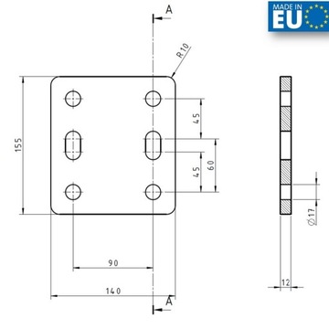 Листовая пластина Крюк Регулировка высоты шарика 3x90 мм