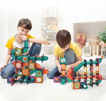 МАГНИТНЫЕ БЛОКИ 75 EL СВЕТЯЩИЕСЯ ШАРИКИ МРАМОРНАЯ ДОРОЖКА