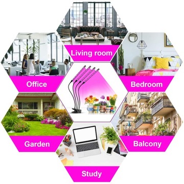 4 ЛАМПЫ ДЛЯ РОСТА РАСТЕНИЙ 80 УФ-СВЕТОДИОДОВ ТАЙМЕР ВЫРАЩИВАНИЯ КЛИП 3 РЕЖИМА