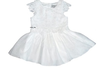 Sukienka Primark tiul gipiura chrzest 12-18 mies. 86 ecru ivory