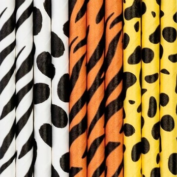 SŁOMKI PAPIEROWE ZWIERZĘTA SAFARI DŻUNGLA 10 SZT