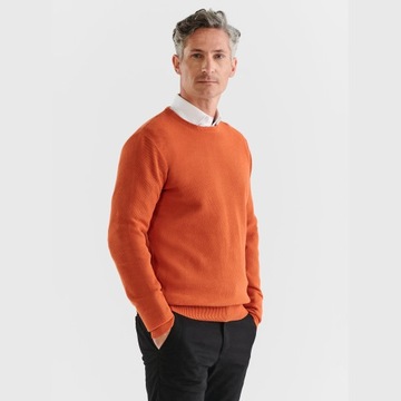 Pomarańczowy sweter męski z okrągłym dekoltem Pako Lorente roz. M