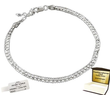 BRANSOLETKA SREBRNA DAMSKA 925 DIAMENTOWANA CELEBRYTKA SREBRO 925 + GRAWER