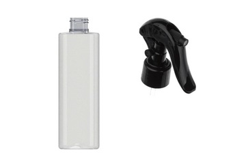 Butelka plastikowa PET 250 ml z mini triggerem czarnym