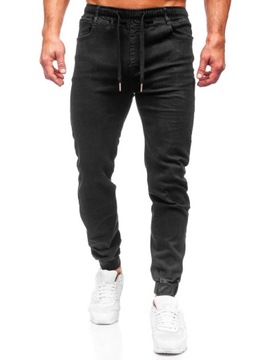 SPODNIE JEANSOWE JOGGERY MĘSKIE CZARNE 8111 DENLEY_40/3XL