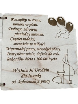 kartka na urodziny drewniana prezent, pielęgniarka