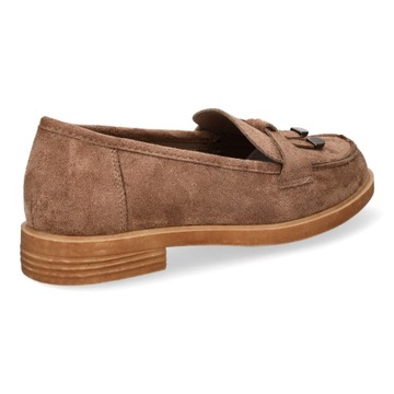 MOKASYNY PÓŁBUTY DAMSKIE VINCEZA BEŻOWE ZAMSZ PŁASKI OBCAS R 38