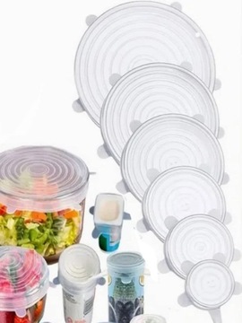 НАКРЫТКИ СИЛИКОНОВЫЕ УНИВЕРСАЛЬНЫЕ ДЛЯ ПИЩЕВЫХ 6 ШТ.