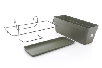 серый длинный цветочный горшок CAPRI B.BOX 50, подвесной на рейлинг, серые цветочные горшки