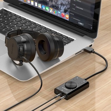 ВНЕШНЯЯ ЗВУКОВАЯ КАРТА ORICO ДЛЯ USB-МИКРОФОННЫХ НАУШНИКОВ, 3 ПОРТА SC2BKBP