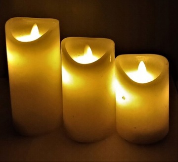 WOSKOWA ŚWIECA Z FALUJĄCYM PŁOMIENIEM x3 LED PILOT