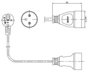 Удлинитель одинарный с заземлением 3х1 2м черный