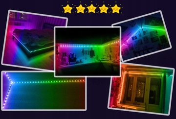 TAŚMA LED 5M RGBIC WS2811 BLUETOOTH PILOT TĘCZA ZESTAW LEDY APLIKACJA 12V