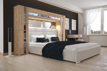 Кровать с мягкой панелью и шкафом Panama Furniture 14