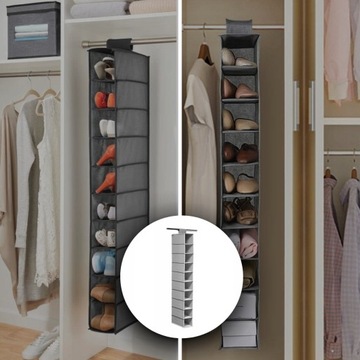 ПОДВЕСНОЙ ОРГАНАЙЗЕР ДЛЯ ОДЕЖДЫ ПОЛКА ВЕШАЛКА 10 ТЕКСТИЛЬНЫХ ПОЛОК