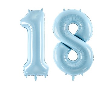 BALONY FOLIOWE cyfra 18 osiemnastka BŁĘKITNE 100cm