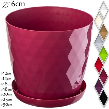 ЦВЕТОЧНЫЙ ГОРШОК + ПОДСТАВКА ЦВЕТОЧНЫЙ ГОРШОК АМАРАНТ 16 СМ ЦВЕТА
