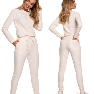 DRES KOMBINEZON CASUAL DAMSKI KOMBINEZON KOBIECY WYGODNY FASON KREMOWY 38 M