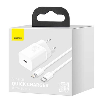 СЕТЕВОЕ ЗАРЯДНОЕ УСТРОЙСТВО BASEUS CUBE 20 Вт С КАБЕЛЕМ LIGHTNING USB-C 1 М