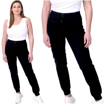 Spodnie damskie dresowe sportowe ściągacz z kieszonką czarne PL ADI _3XL