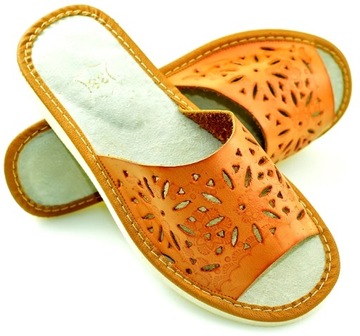 Женские кожаные тапочки, размер 37 – 23,5 см.