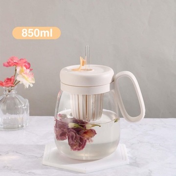 Бутылка для воды Bubble Tea с трубочкой для смузи Smoothies 850мл белая