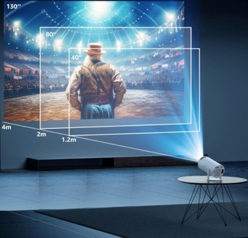 ПРОЕКТОР ANDROID TV WIFI FULL HD ПОРТАТИВНЫЙ УМНЫЙ ВРАЩАЮЩИЙСЯ ДИНАМИК