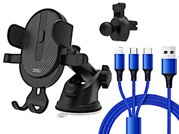 Uchwyt Samochodowy do Telefonu Smartfona Kabel 3w1
