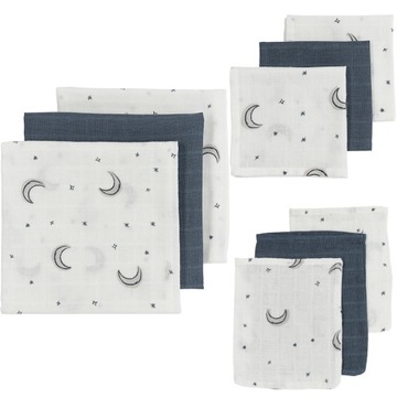 Meyco Baby Moon zestaw startowy - 9-pak - muslinowy - indigo