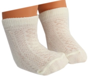 SKARPETKI NIEMOWLĘCE AŻUROWE - ECRU 0m+