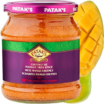 Indyjskie Mango Chutney Ostre Pasta Puree HOT MANGO CHUTNEY 340g PATAKS