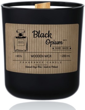 Black Opium - Sojowa Świeczka Zapachowa - Drewniany Knot - perfum - PREZENT