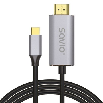 Kabel przejściówka USB-C do HDMI v2.0b, 1m, miedź SAVIO CL-170