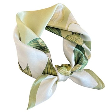 Apaszka 100% Jedwab Bandana Chusta 53cm uniseks komin zielony beżowy