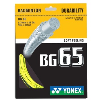 Naciąg badminton Yonex BG 65 0,70mm Żółty SET